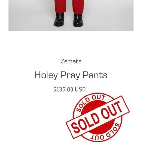 Zemeta Holey Pray Cut Out Pants | Cherry Red Semi-Flare High Waist, Size M - Picture 9 of 9